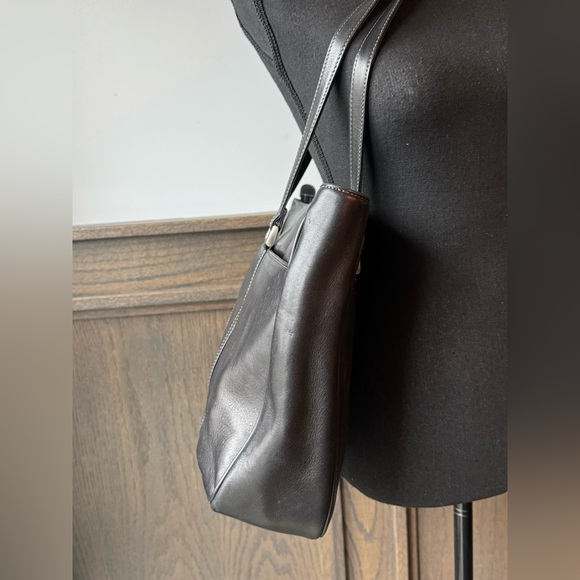 Tignanello Soft Black Leather Business Tote purse bag - Picture 3 of 10